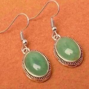 Sterling Silver Green Jade Drop Earrings